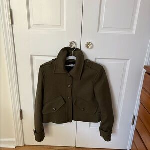 Zara Women's Cropped Khaki Utility Military Jacket